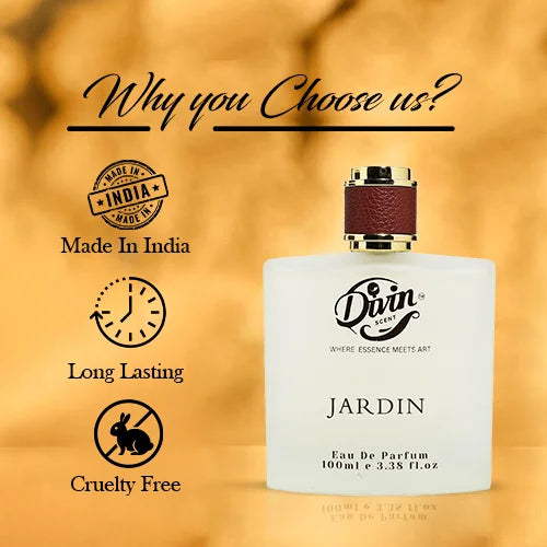 Divin Jardin Eau de Parfum 100ml – Long-lasting, cruelty-free luxury perfume made in India with premium fragrance essence